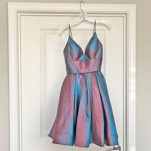 Johnathan Kayne - Size 4 - Iridescent Pink and Blue Cocktail Dress